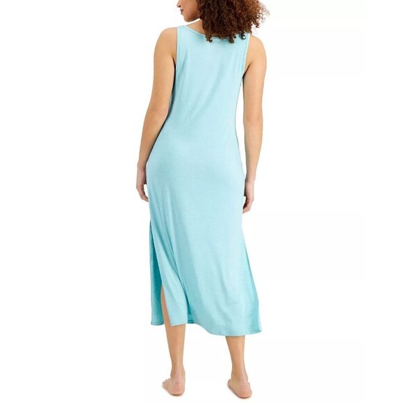 Alfani Womens Size XS Scoop Neck Ultra-Soft Maxi Tank Nightgown in Aqua Reef $55 - Picture 2 of 9